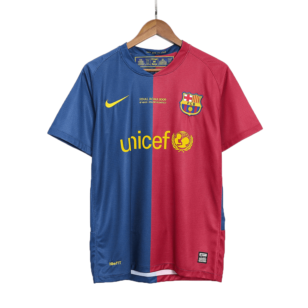 Maillot de foot domicile rétro pour homme A. INIESTA #8 Barcelone LDC Finale LDC 2008/09