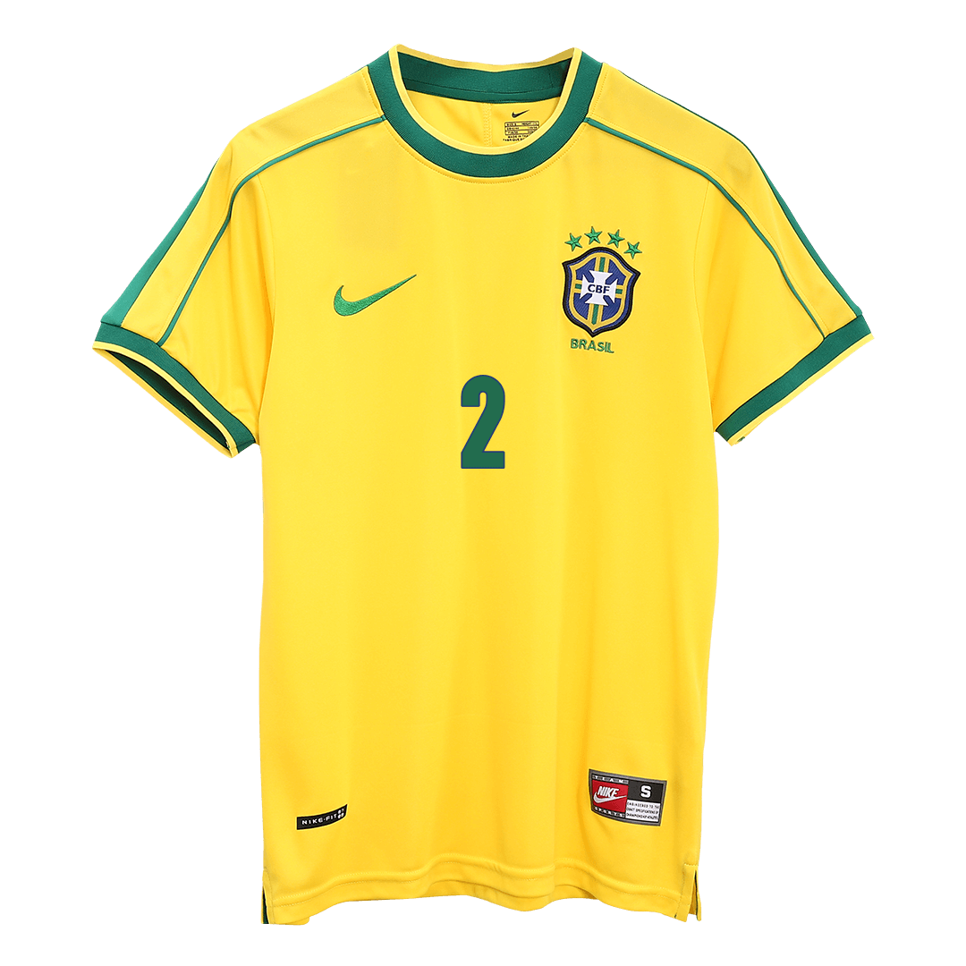 Maillot de Foot Rétro CAFU #2 Brésil Coupe du Monde 1998 Domicile Homme