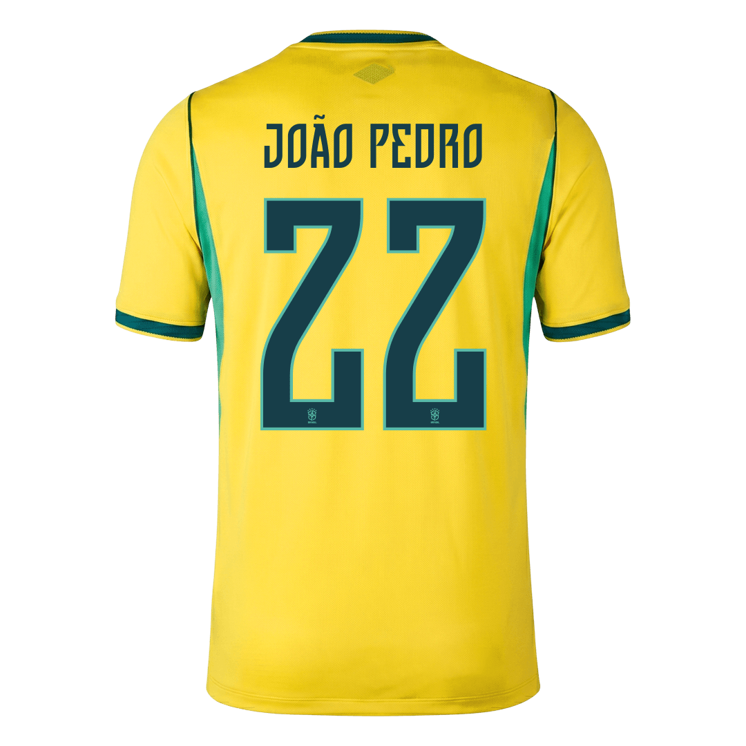 JOÃO PEDRO #22 Men's Brazil World Cup 2026 Home Soccer Jersey