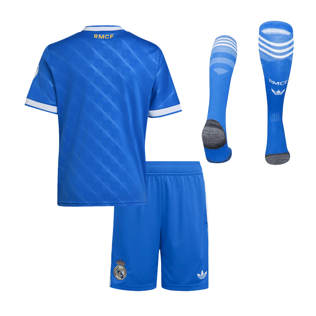 Ensemble complet de maillot de football troisième extérieur Real Madrid 2025/26 pour enfant