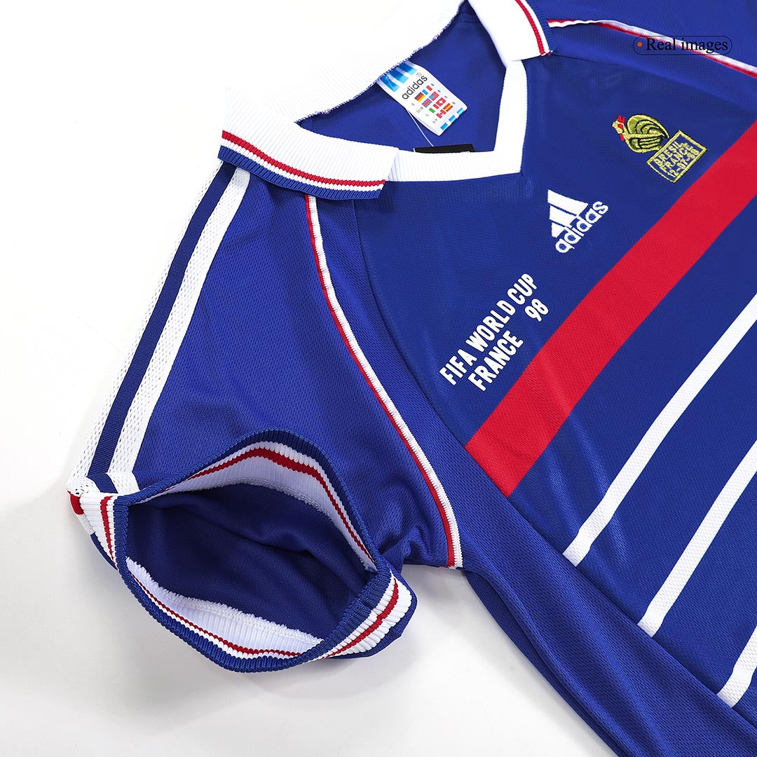 Maillot de foot domicile rétro ZIDANE #10 France Coupe du Monde 1998 pour homme