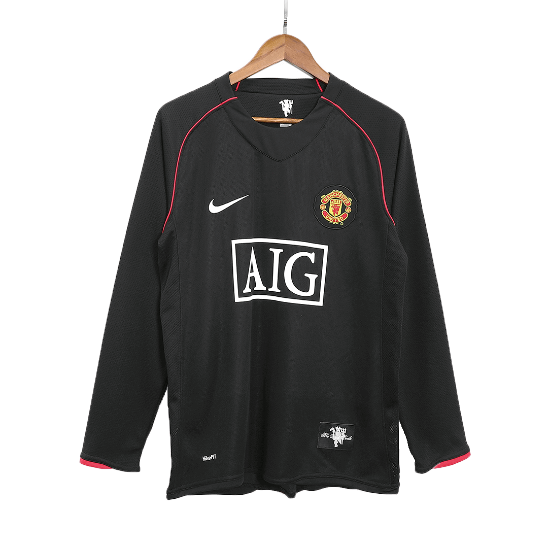 Maillot de foot rétro manches longues extérieur Manchester United 2007/08 pour homme ROONEY #10