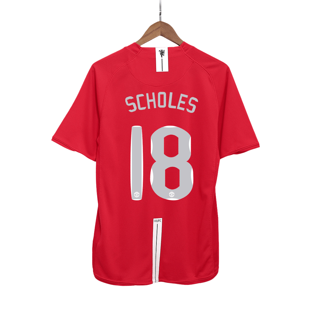 Maillot de football domicile SCHOLES #18 Manchester United finale UCL 2007/08 pour homme - Rétro