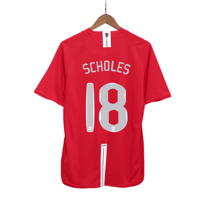 Maillot de football domicile SCHOLES #18 Manchester United finale UCL 2007/08 pour homme - Rétro