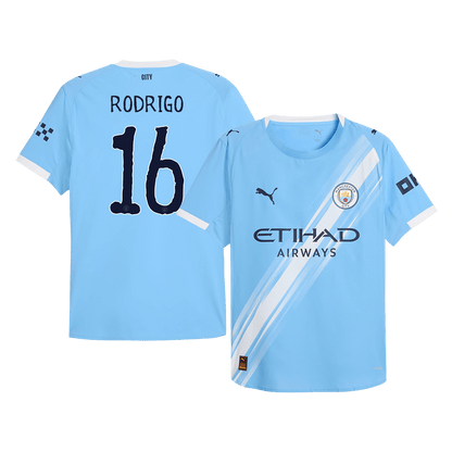 Maillot de football domicile RODRIGO #16 Manchester City Coupe du Monde 2025/26 version joueur pour homme - Coupe ajustée