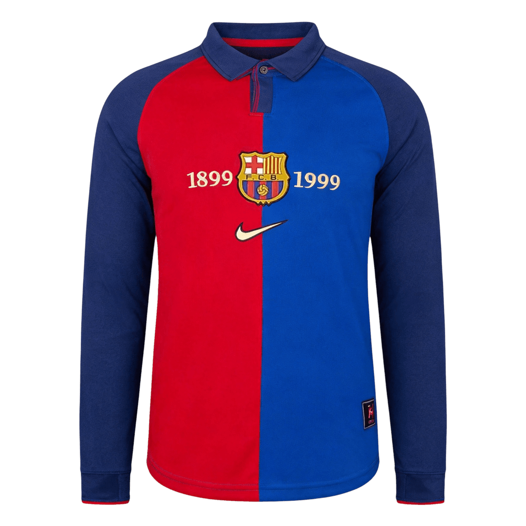 Maillot de football rétro à manches longues spécial homme Barcelone 1999/00