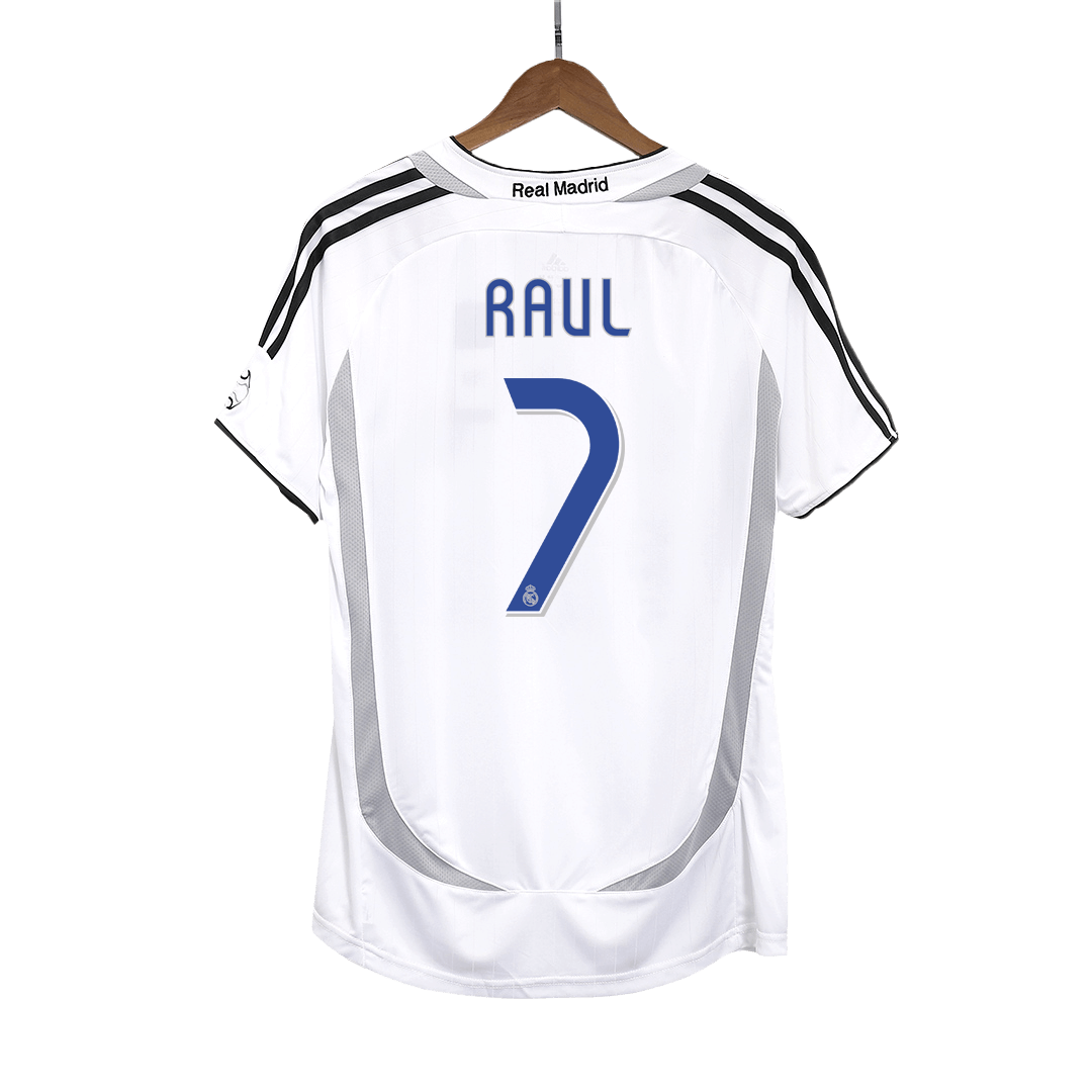Maillot de football domicile homme Real Madrid 2006/07 RAUL #7 Rétro