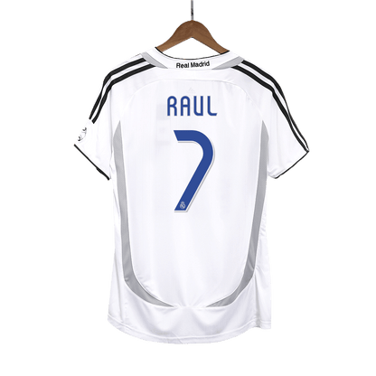 Maillot de football domicile homme Real Madrid 2006/07 RAUL #7 Rétro
