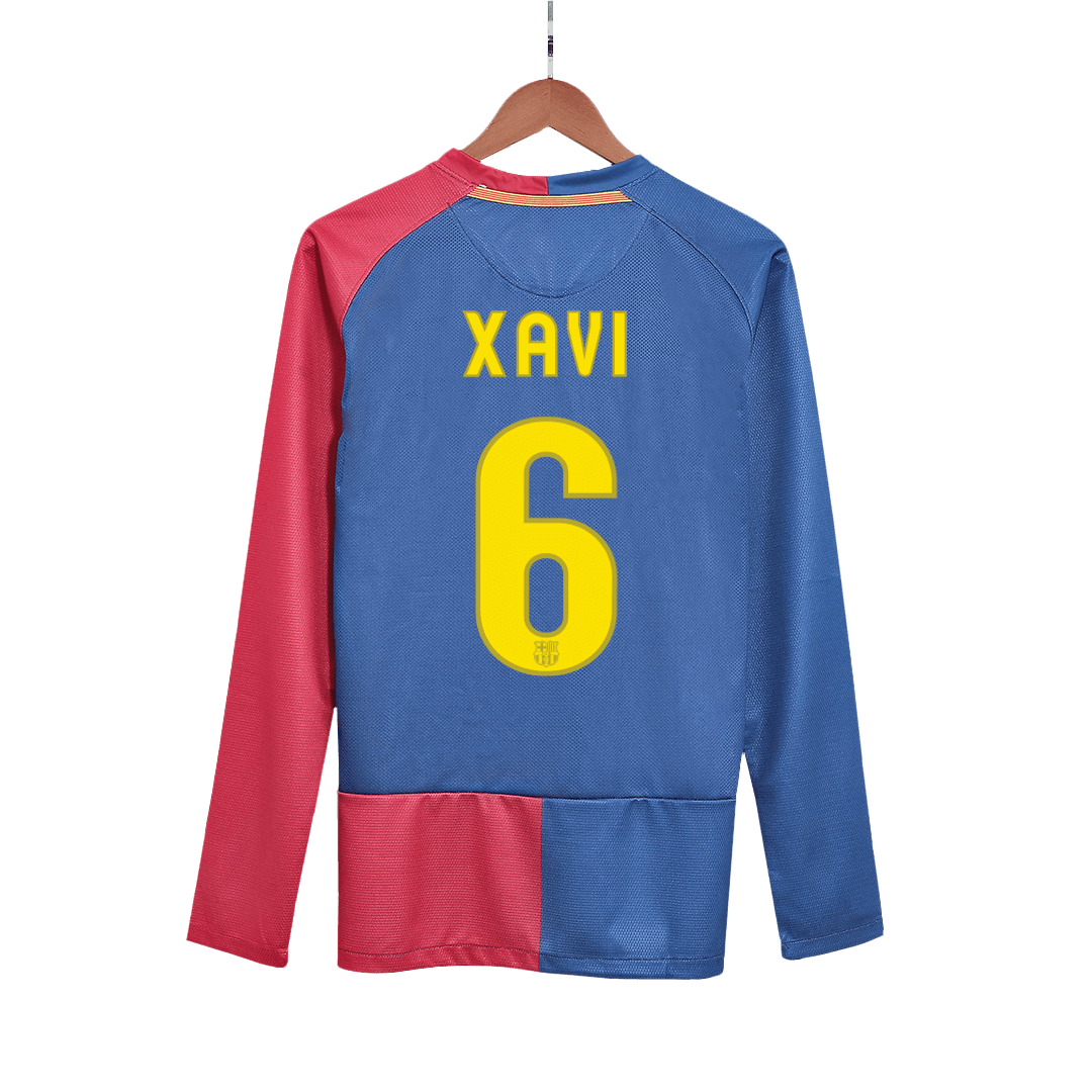 Maillot de foot rétro XAVI #6 Barcelone LDC Finale LDC 2008/09 domicile manches longues homme