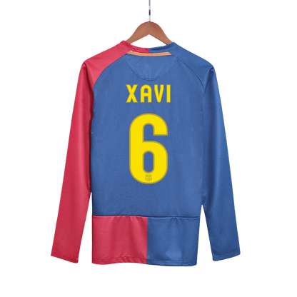 Maillot de foot rétro XAVI #6 Barcelone LDC Finale LDC 2008/09 domicile manches longues homme