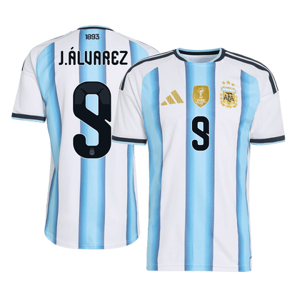 Maillot de football domicile J.ÁLVAREZ #9 Argentine Coupe du Monde 2026 version joueur homme - Coupe ajustée