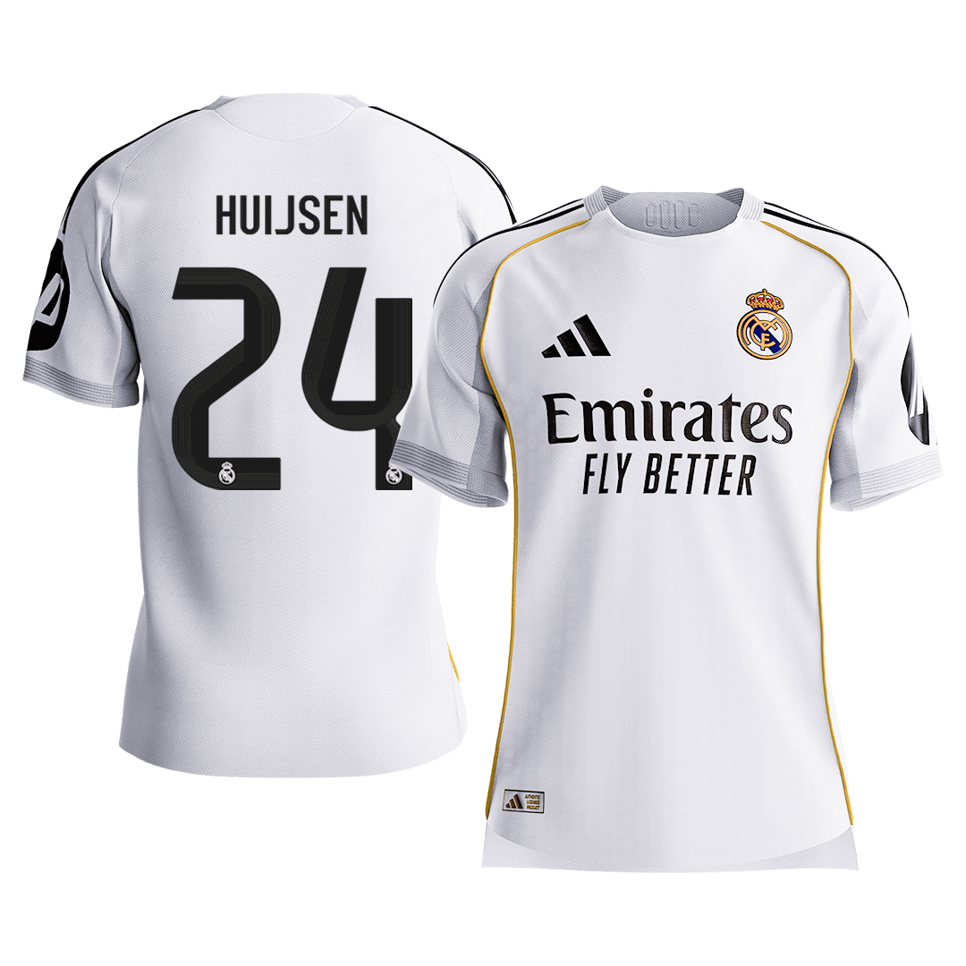 Maillot de football domicile Real Madrid 2025/26 version joueur HUIJSEN #24 pour homme - Coupe ajustée [PREMIUM]