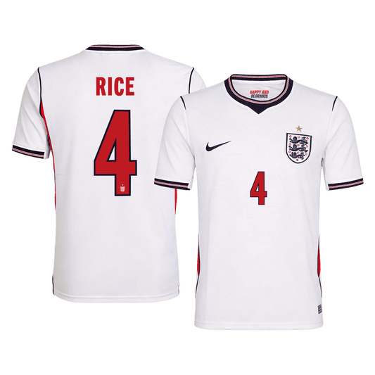 RICE #4 Men's England World Cup 2026 Home Soccer Jersey