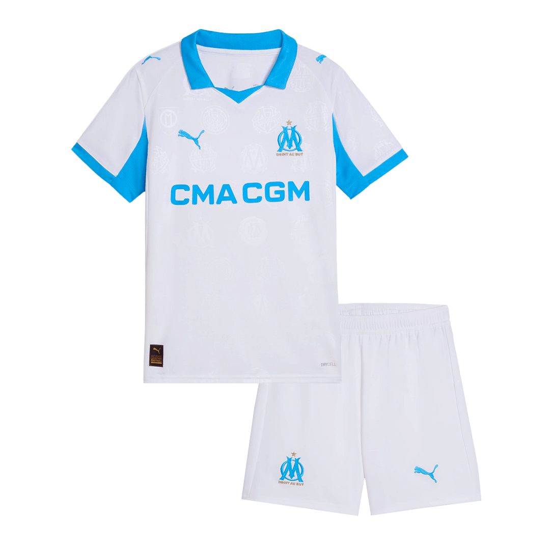 Ensemble Maillot Domicile de Football Enfant Marseille 2025/26