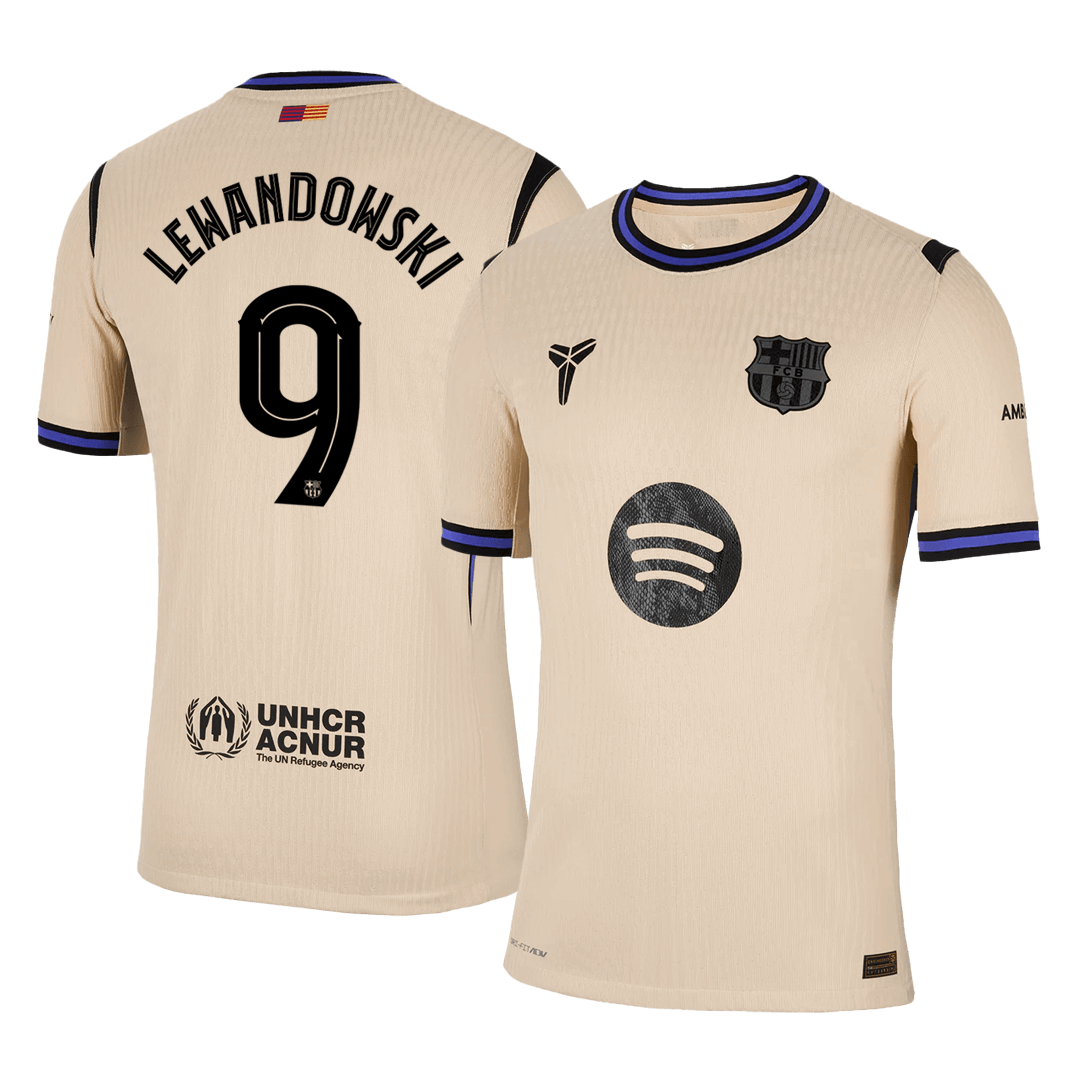 Maillot de football LEWANDOWSKI #9 Homme Barcelone LDC 2025/26 Version joueur Extérieur - Coupe ajustée