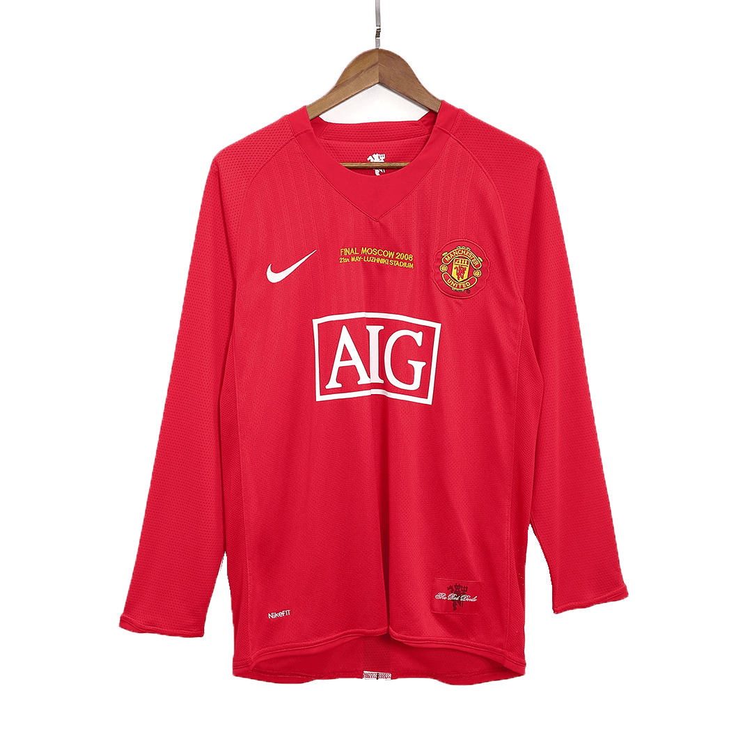 Maillot de football vintage manches longues domicile Manchester United 2007/08 pour homme