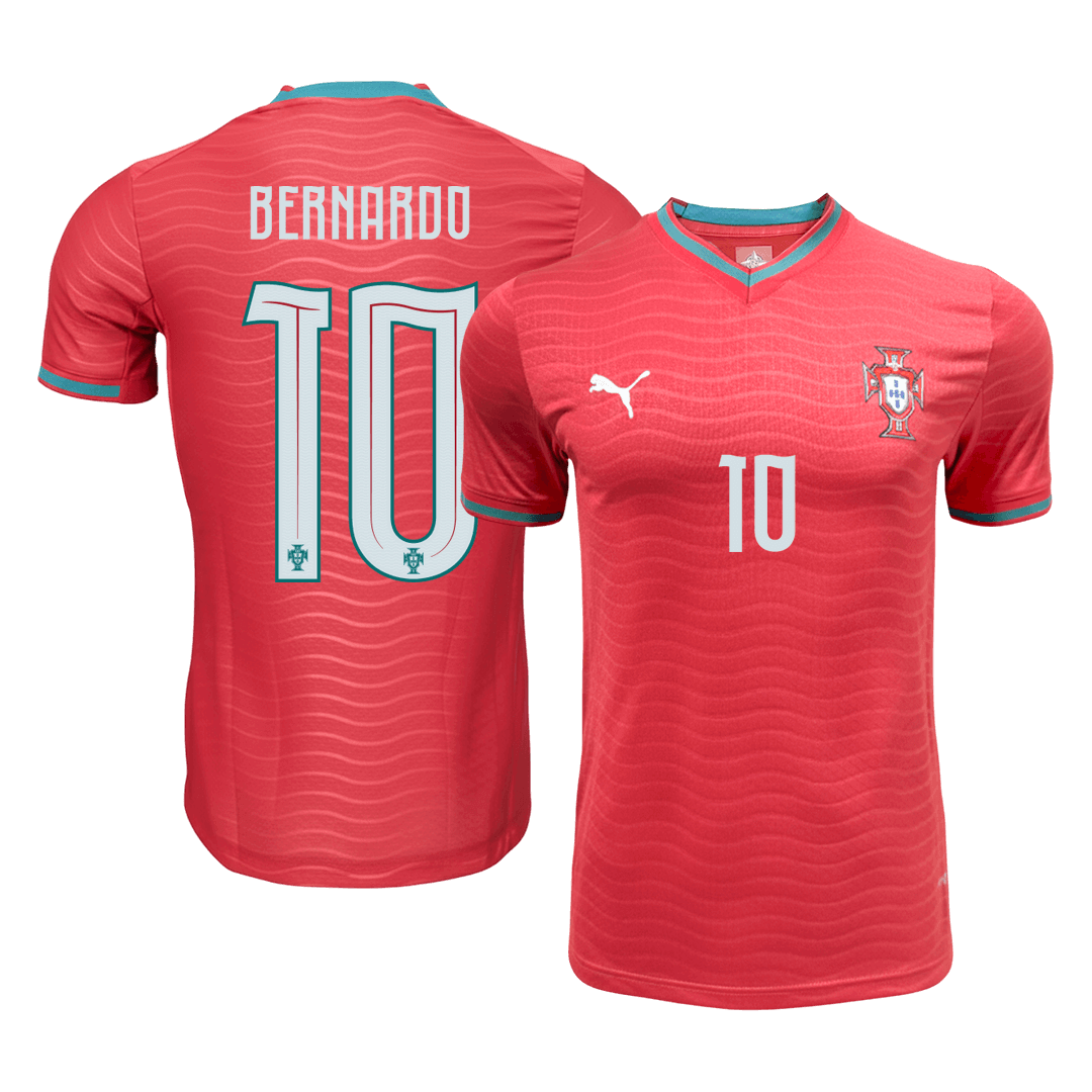 Maillot de foot domicile Portugal Coupe du Monde 2026 BERNARDO #10 pour homme - Version joueur - Coupe ajustée