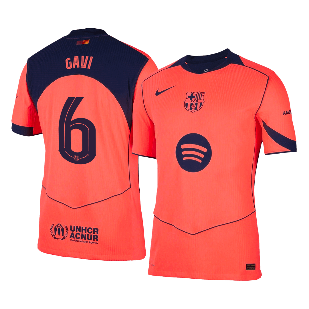 Maillot de foot extérieur Barcelone UCL 2025/26 GAVI #6 pour homme - Version joueur - Coupe ajustée