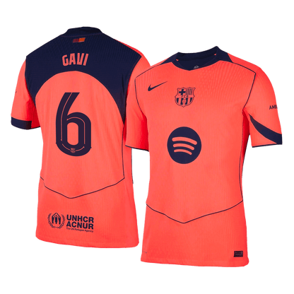 Maillot de foot extérieur Barcelone UCL 2025/26 GAVI #6 pour homme - Version joueur - Coupe ajustée