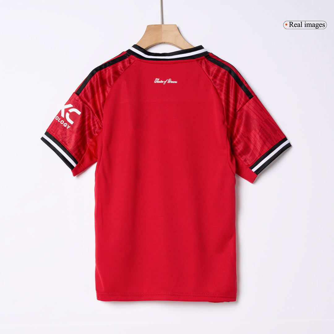 Kit complet maillot de football domicile Manchester United 2025/26 pour enfant