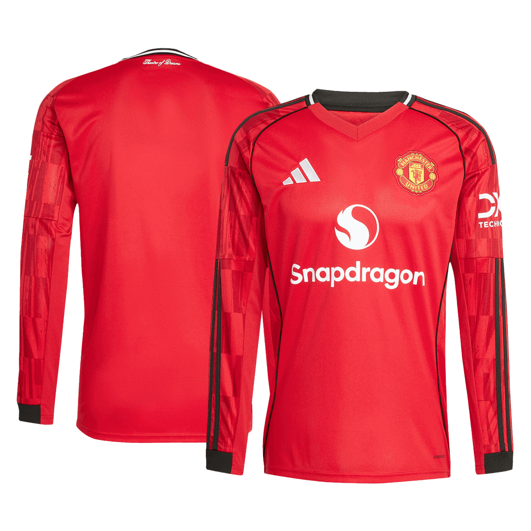 Maillot de foot à manches longues domicile Manchester United 2025/26 pour homme
