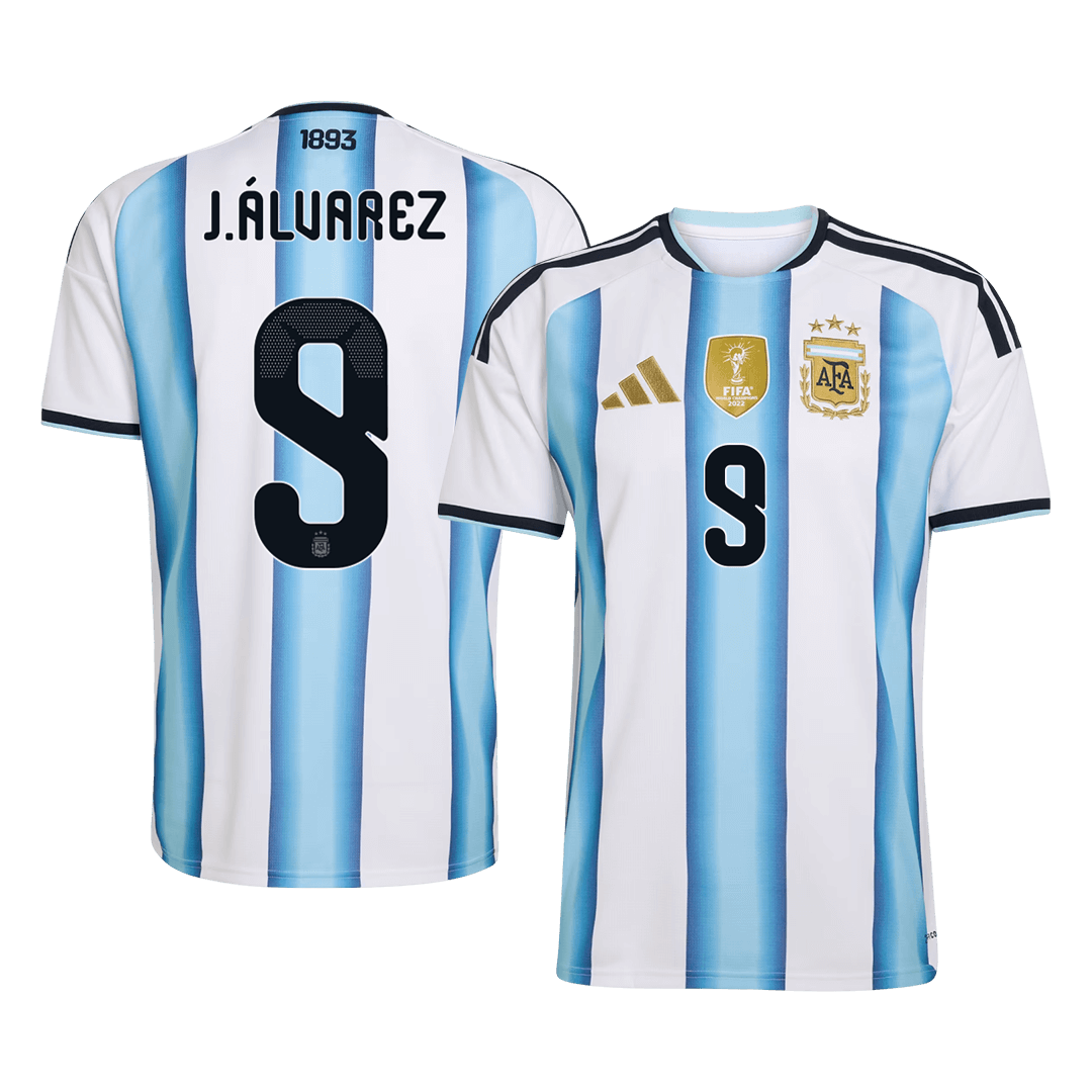 Maillot de football domicile Argentine Coupe du Monde 2026 J.ÁLVAREZ #9 homme [PREMIUM]