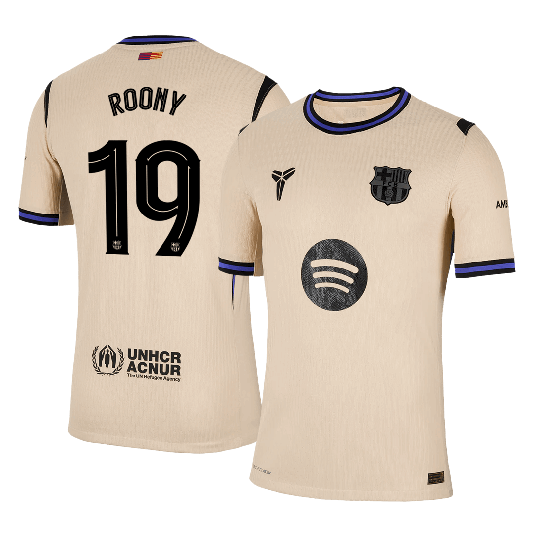 Maillot de foot extérieur ROONY #19 Barcelone UCL 2025/26 - Version joueur - Coupe ajustée