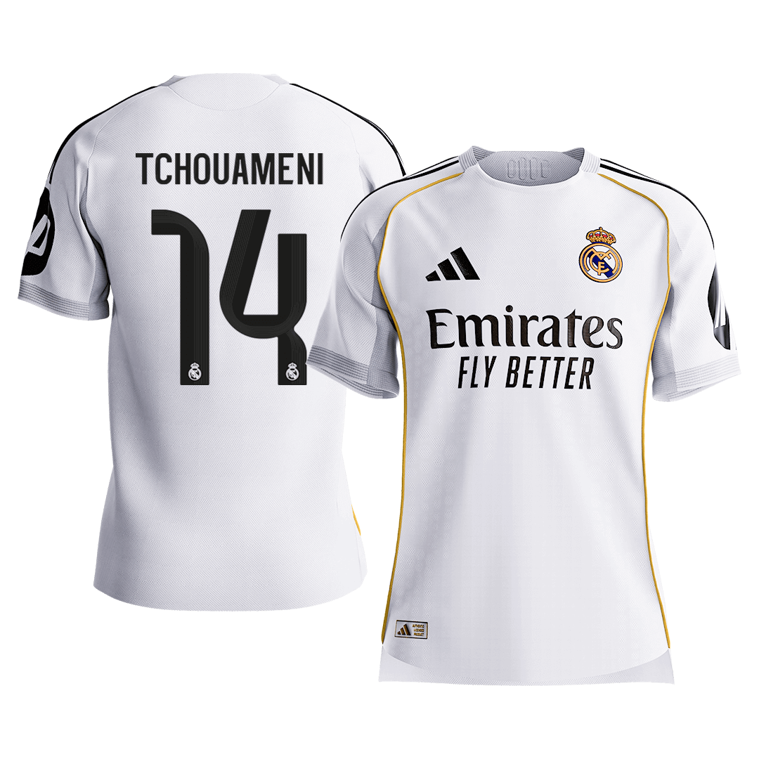 Maillot de foot domicile Real Madrid 2025/26 TCHOUAMENI #14 pour homme - Version joueur - Coupe ajustée [PREMIUM]