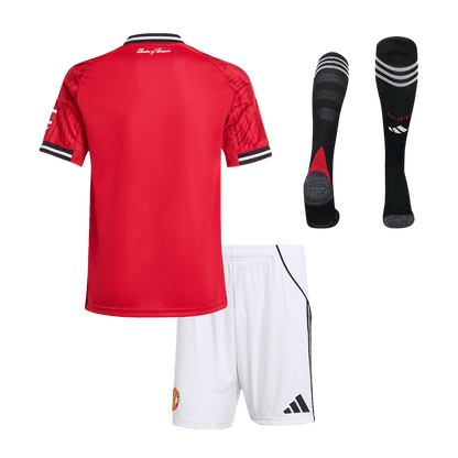 Kit complet maillot de football domicile Manchester United 2025/26 pour enfant