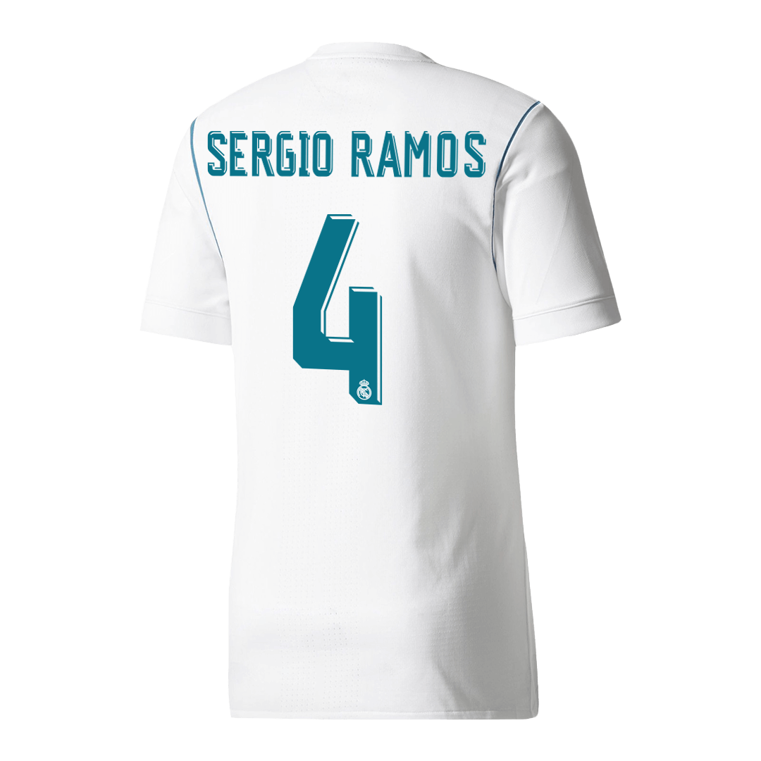 Maillot de foot domicile rétro pour homme Real Madrid 2017/18 SERGIO RAMOS #4