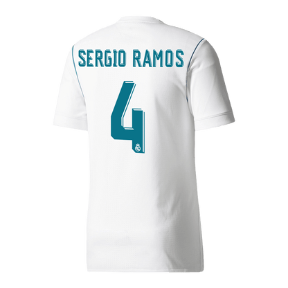 Maillot de foot domicile rétro pour homme Real Madrid 2017/18 SERGIO RAMOS #4