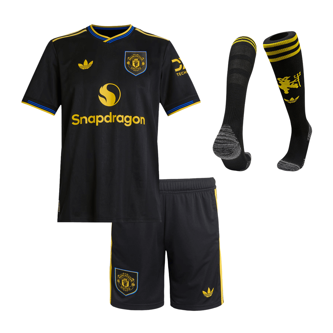 Maillot de football enfant Manchester United Troisième Extérieur 2025/26 Kit Complet