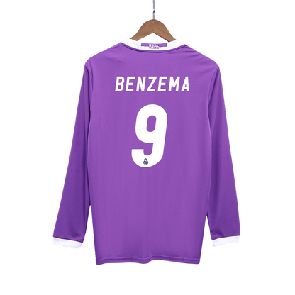 Maillot de football rétro BENZEMA #9 pour homme Real Madrid 2016/17 extérieur manches longues