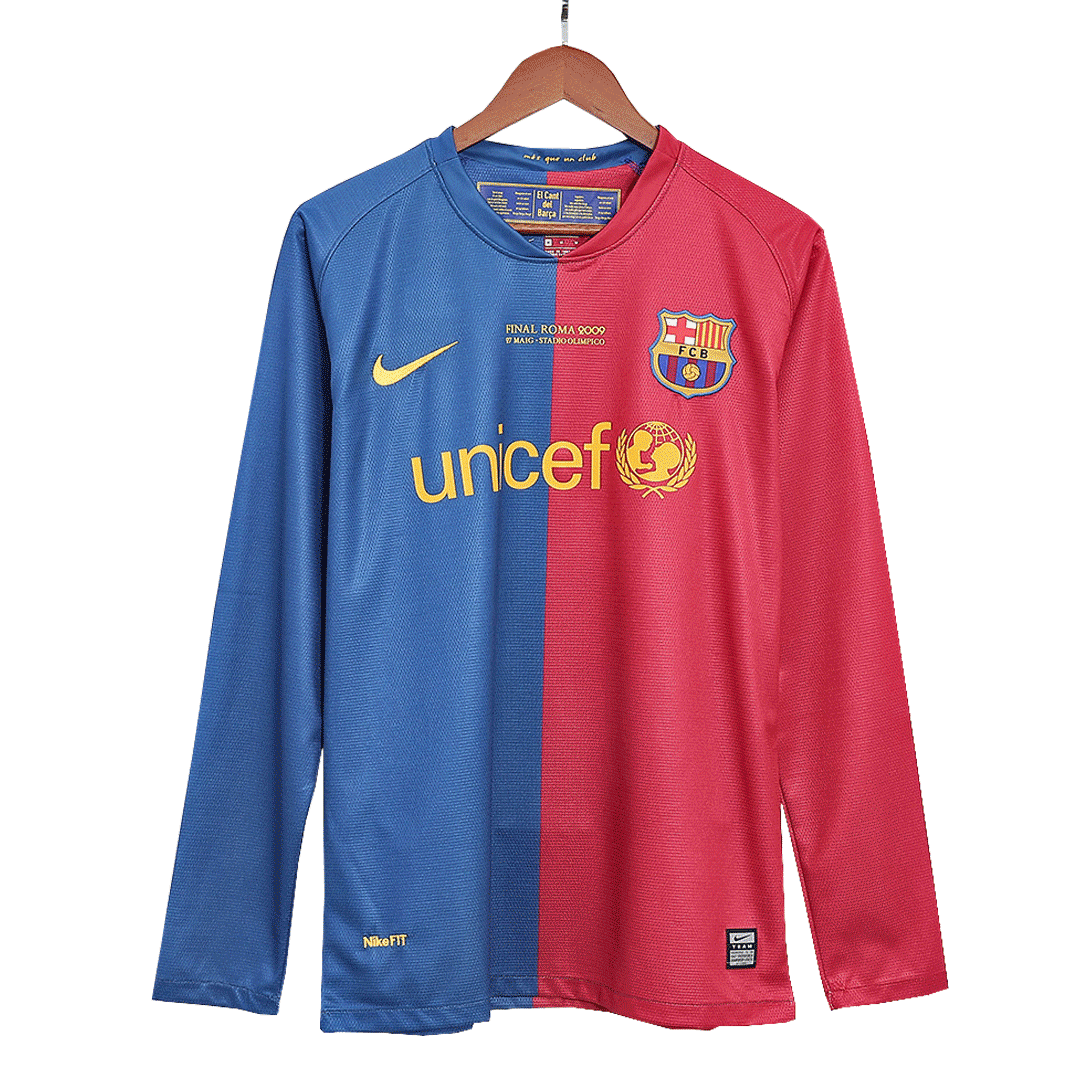 Maillot de football rétro ETO'O #9 Barcelone Domicile Manches Longues Finale UCL 2008/09 pour homme