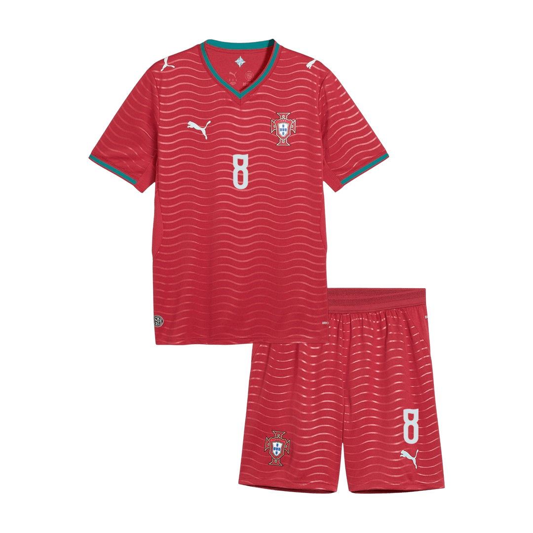 Kid's B. FERNANDES #8 Portugal World Cup 2026 Home Soccer Jersey Kit [PREMIUM]