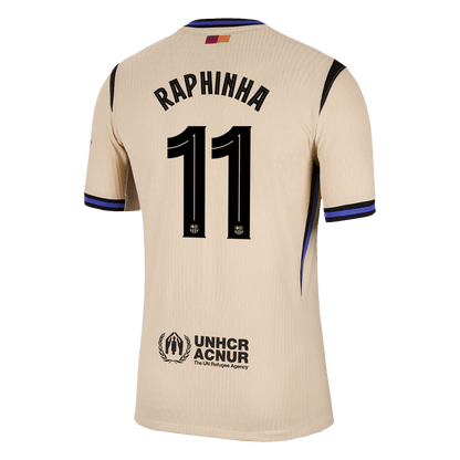 Maillot de football extérieur RAPHINHA #11 Barcelone UCL 2025/26 - Version joueur - Coupe ajustée