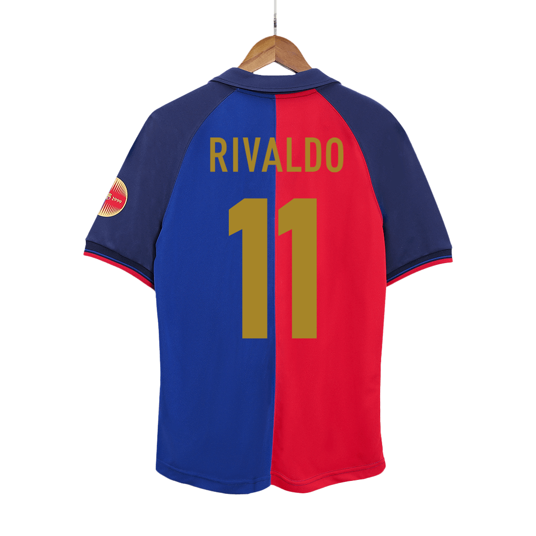 Maillot de football domicile homme rétro RIVALDO #11 Barcelone 1999/00