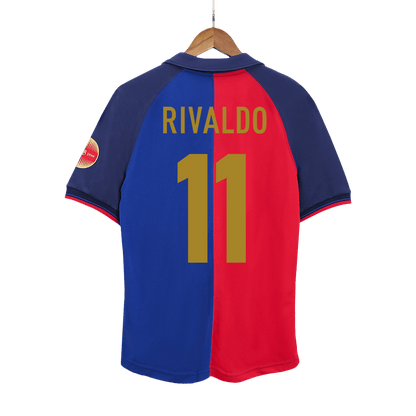 Maillot de football domicile homme rétro RIVALDO #11 Barcelone 1999/00