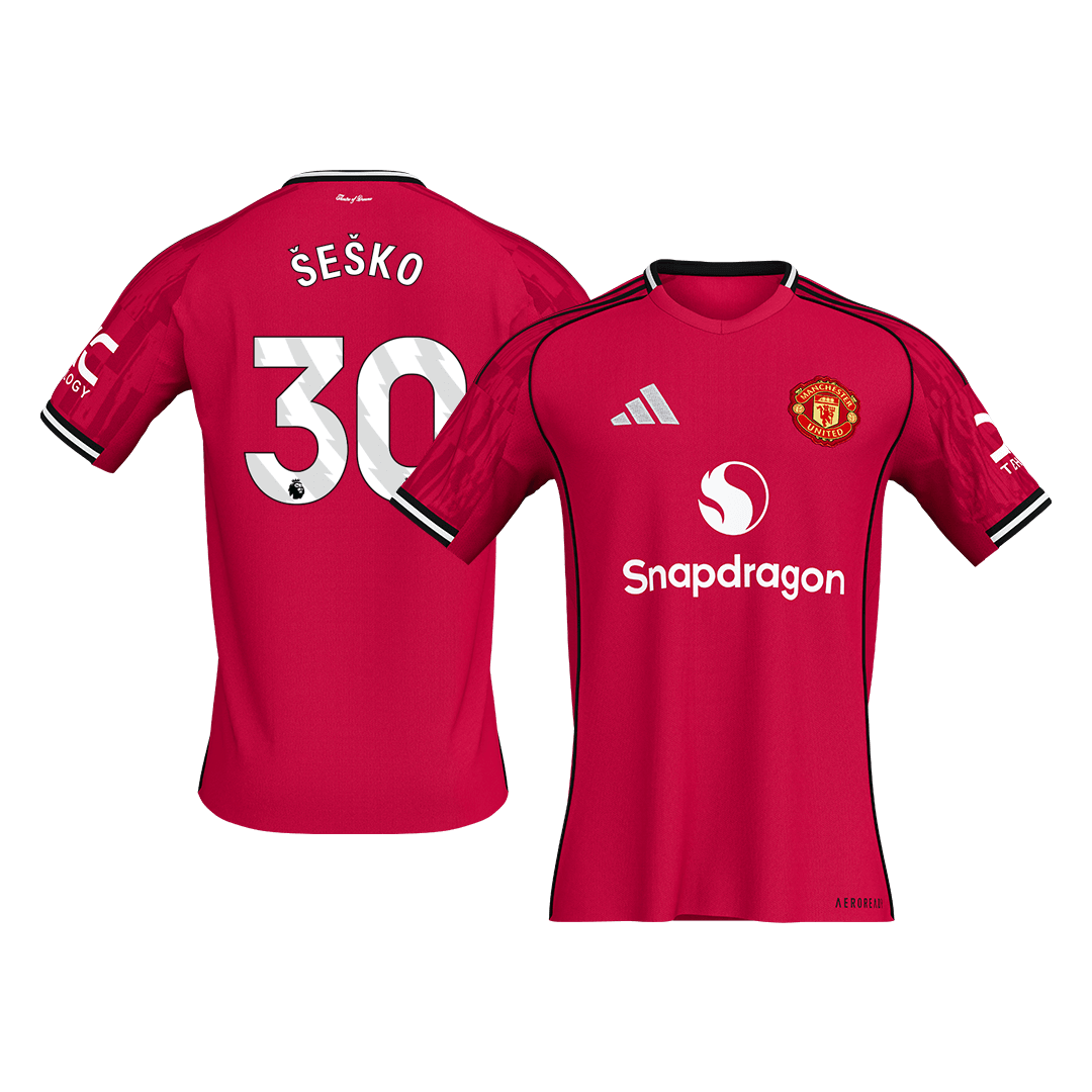 Maillot de football domicile Manchester United 2025/26 pour homme ŠEŠKO #30 [PREMIUM]