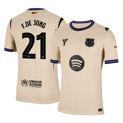 Maillot de foot extérieur F.DE JONG #21 Barcelone UCL 2025/26 pour homme - Version joueur - Coupe ajustée