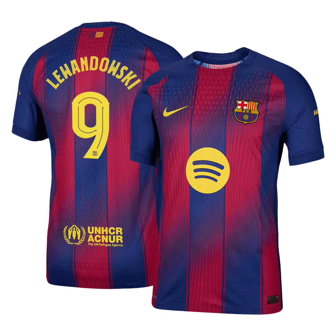Maillot de Foot Domicile Homme LEWANDOWSKI #9 Barcelone UCL 2025/26 Version Joueur - Coupe Ajustée