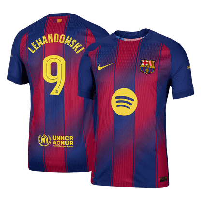 Maillot de Foot Domicile Homme LEWANDOWSKI #9 Barcelone UCL 2025/26 Version Joueur - Coupe Ajustée