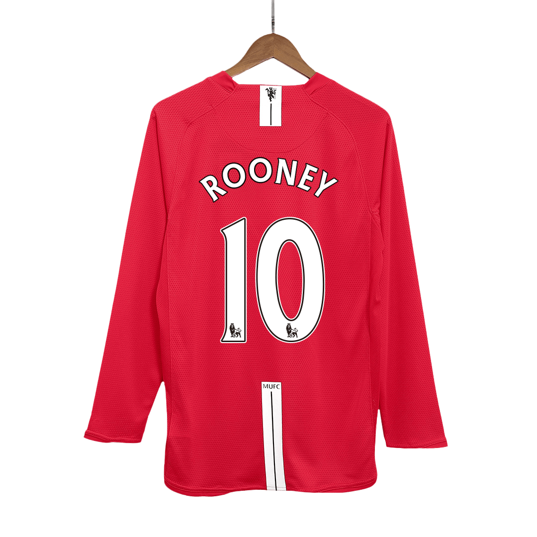 Maillot de foot rétro ROONEY #10 homme Manchester United domicile manches longues 2007/08