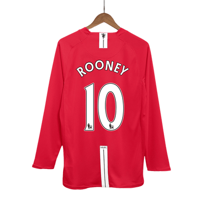 Maillot de foot rétro ROONEY #10 homme Manchester United domicile manches longues 2007/08