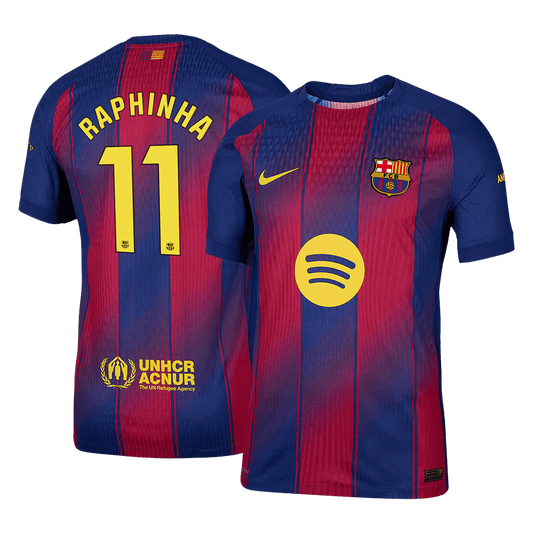 RAPHINHA #11 Men's Barcelona 2025/26 Player Version Home Soccer Jersey - Slim Fit