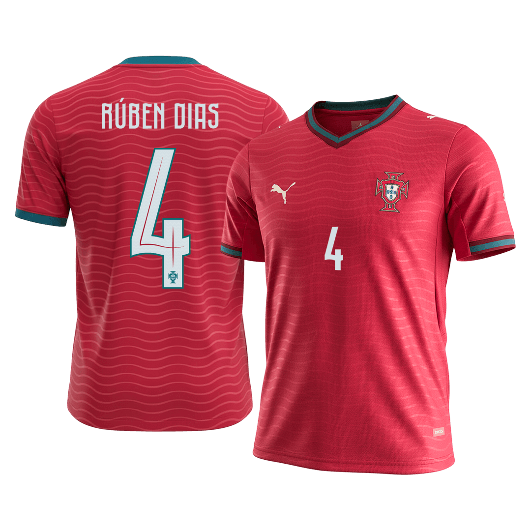 Maillot de football domicile RÚBEN DIAS #4 Homme Portugal Coupe du Monde 2026