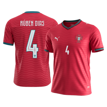 Maillot de football domicile RÚBEN DIAS #4 Homme Portugal Coupe du Monde 2026