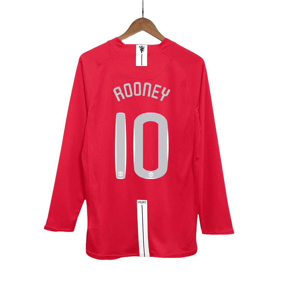 Maillot de football rétro ROONEY #10 homme Manchester United domicile manches longues finale UCL 2007/08