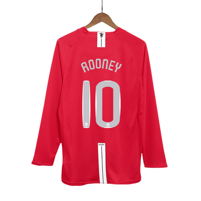 Maillot de football rétro ROONEY #10 homme Manchester United domicile manches longues finale UCL 2007/08