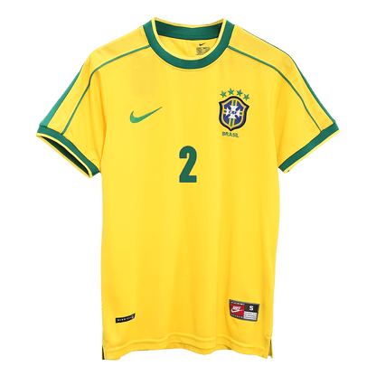 Maillot de Foot Rétro CAFU #2 Brésil Coupe du Monde 1998 Domicile Homme